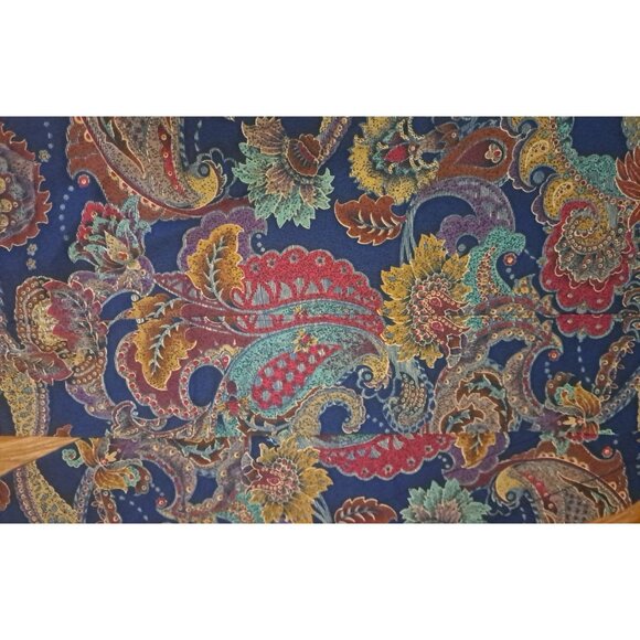 Blue Curtain Valance Paisley Floral Abstract Red Gold Boho Cottage 13x72 - Picture 2 of 4